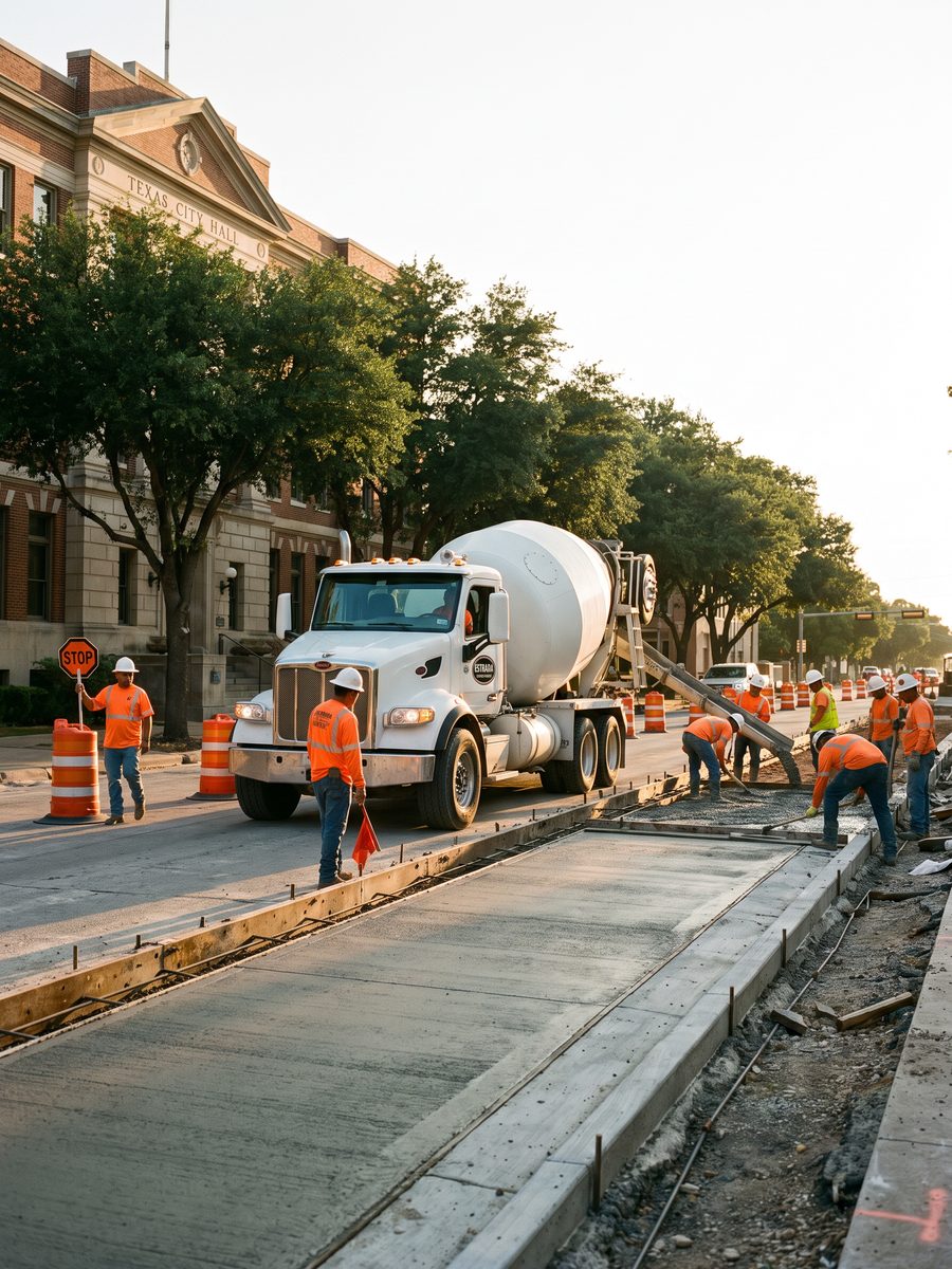 City street reconstruction with traffic control and a new concrete lane